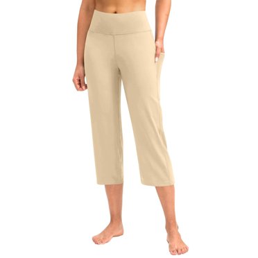 Brown Yoga Pants Women Capri Pants for Women Yoga Capris with Pockets Plus Size Capri Leggings Straight Leg Crop Yoga Pant
