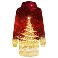 thumbnail image 4 of Jsaierl Robe à Capuche pour Femmes, Imprimé d'Arbre de Noël Doré, Mode Décontractée, Chandail à Enfiler à Manches Longues, Mini-Robe à Capuche avec Poche, Chandails d'Automne pour Femmes, 4 of 4