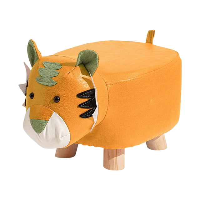 GUOOL Wood Ottoman Stool Decorative Entryway Footrest Portable Cute Sofa Tea Stool Orange