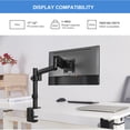 thumbnail image 2 of Adjustable Gas Spring Single Monitor Arm for 17 to 32 inch Screens, Monitor Desk Mount  Stand with C Clamp and Grommet Mounting Base Hold up to 19.8lbs, 2 of 8
