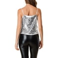 thumbnail image 3 of INSPIRE CHIC Camisole Courte à Paillettes d'Halloween à Bretelles Spaghetti pour Femme P Argent, 3 of 8