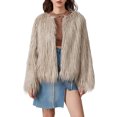 thumbnail image 1 of FOCUSNORM Women Faux Fur Coat Solid Color Open Front Long Sleeve Plus Size Jacket Warm Winter Outwear, 1 of 9