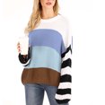 thumbnail image 1 of RKSTN Sweaters for Women Fashion Long Sleeves Round Neck Color Matching Loose Tops Blouse Knitted Sweater Fall Sweaters, 1 of 5