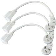 EP 3 Pack 1 Ft Flat Plug Extension Cord, 16 AWG 3 Prong Grounded White Low Profile Extension Cable for Indoor