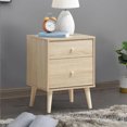 thumbnail image 3 of Gymax Set of 2 Nightstand 2-Drawer Beside End Side Table w/Rubber Legs Oak Finish, 3 of 10