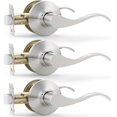 thumbnail image 1 of Satin Nickel Door Handle Interior Brushed Nickel Passage Door Lever for Hall and Closet Keyless Door Lock Set Reversible for Left Right Sided Doors Leverset Handleset, 1 of 7