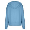 thumbnail image 4 of IROINID T-Shirt à Manches Longues en Polyester Réduit pour Femmes, Sweat à Capuche Uni, Bleu, 4 of 9