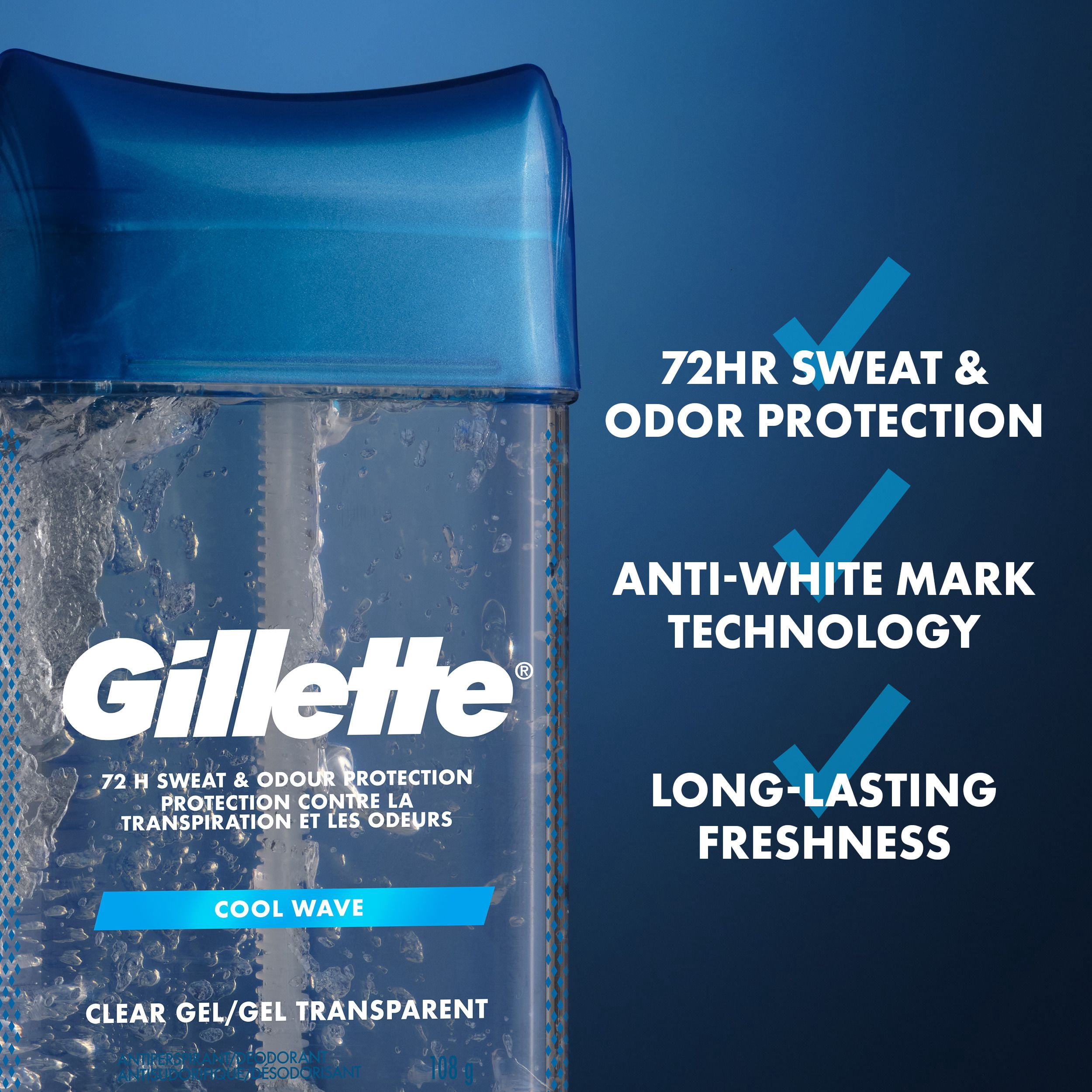 Gillette Antisudorifique en Gel Transparent et Déodorant pour Hommes Parfum Cool Wave