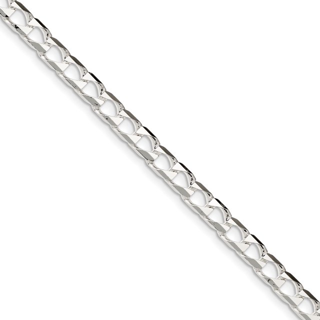 Sterling Silver 6.25mm Polished Open Curb Chain (Weight: 12.32 Grams, Length: 8 Inches)