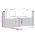 thumbnail image 4 of vidaXL Garden Corner Sofas with Cushions 2 pcs Grey Poly Rattan, 4 of 5