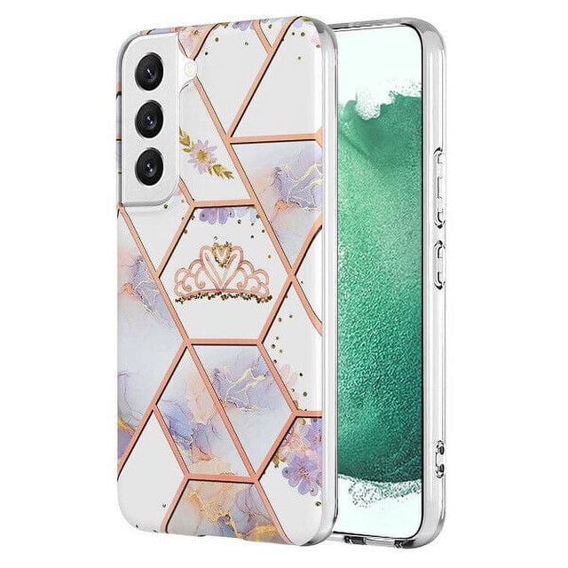Samsung Galaxy S22 Plus Case Diamond Platinum Collection Hybrid Bumper Protective Phone Case, Soft, Sleek Protection, Slim Design, Matte Finish - Pink Crown