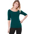 thumbnail image 2 of INSPIRE CHIC T-Shirt Ajusté à Manches Mi-Longues à Encolure Dégagée pour Superposition pour Femmes, 2 of 6
