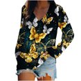 thumbnail image 1 of Pompotops Chemisier Blouse à Manches Longues à Col en V pour Femmes avec Papillon de Mode, 1 of 6