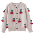 thumbnail image 2 of Zwiiyzr Girls Sweaters Kids Open Front Button Down Long Sleeve Knit Cardigans Sweater Cardigan Jacket 2-8Y Khaki, 2 of 3