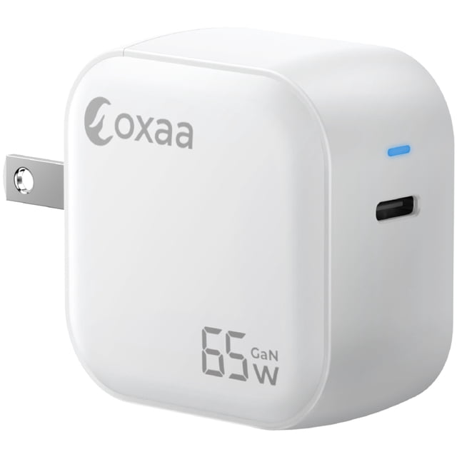 OXAA USB-C 65W GaN Wall Charger Block with Power Delivery 3.0, Compact Type-C Adapter, Compatible with laptops, MacBooks, iPhone, Samsung Galaxy, iPad & USB-C Enabled Devices