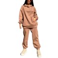 thumbnail image 1 of Innerwin Ensemble de Jogging Manches Longues Survêtements pour Femmes Automne Coupe Ample Deux Pièces Camel S, 1 of 8