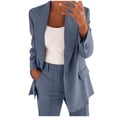 thumbnail image 1 of 2025 Women Two Piece Lapels Freezer Suits Women Work Suit Set Business Long Two Piece Women Suit Sleeve Button formal Jacket Modern Business Suits for Women Pant Suit Slim Loosetrouser Jacket, 1 of 4