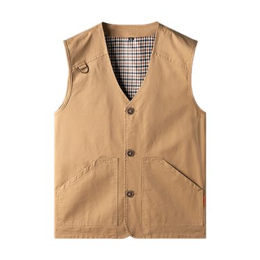 Amzcrzy Plus Size Men's Outerwear Vests Comfortable Button Sleeveless Cotton Vest for Men Casual Oversized Solid Color Mens Vest with Pockets XL