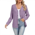 thumbnail image 2 of CFLVAEK Cardigan Sweaters for Women Ribbed Knit Button Down Loose Fitted Long Sleeve Cardigans Fall Trendy Cardigan Sweater Purple L, 2 of 6