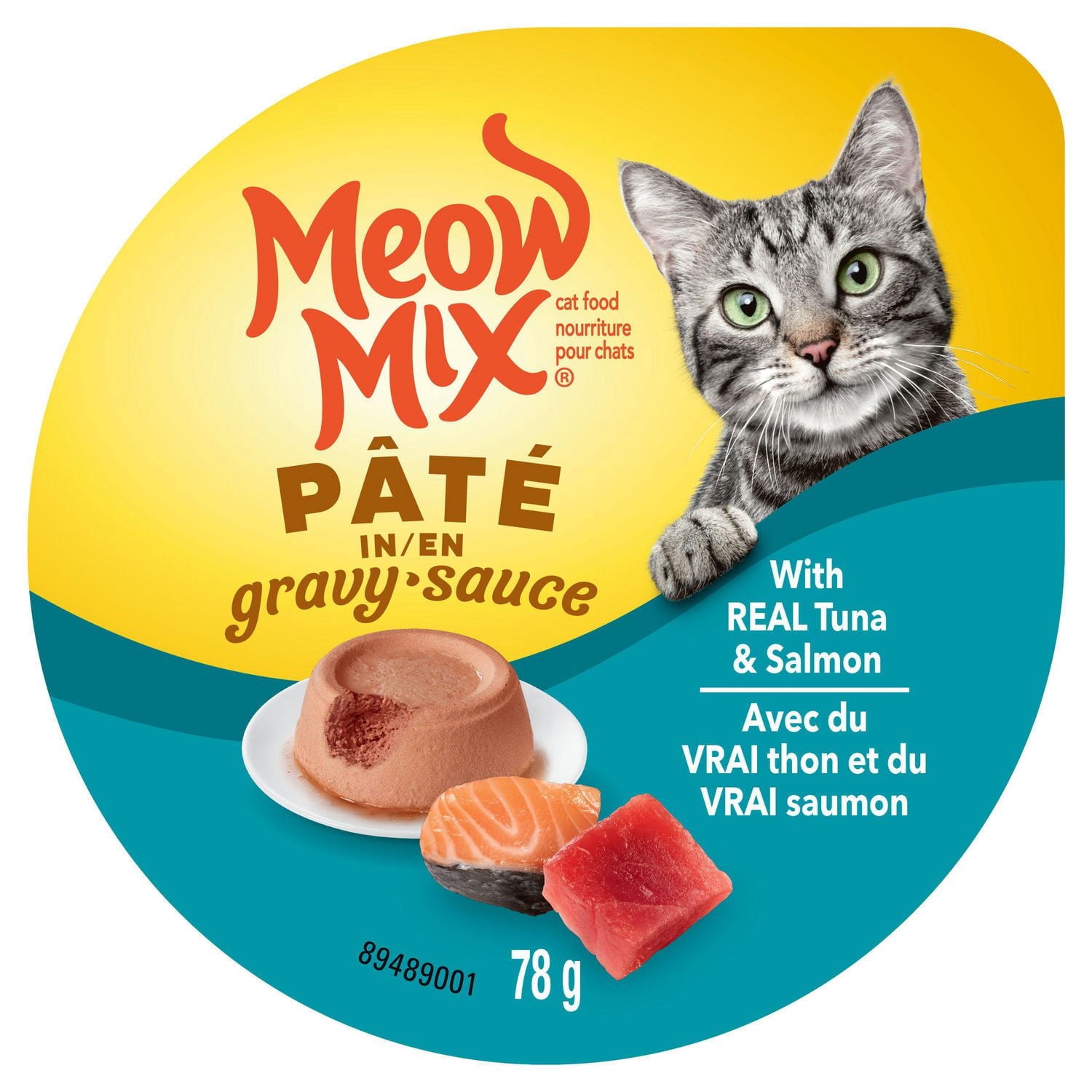 Meow Mix Cat Food Pâté in Gravy with Real Tuna & Salmon 78g
