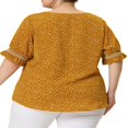 thumbnail image 3 of CHUANK Women‘s Plus Summer Pin Dots Ruffle Short Sleeve V Neck Blouses, 3 of 5