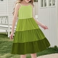 thumbnail image 5 of NJDVHB Robe d'Été pour Tout-Petit, Robe de Plage pour Fillette, Robe de Fête pour Filles, Robe d'Été Boho à Bretelles Décontractée Sans Manches à Étages Style Camisole pour Fillettes, Vert Armée, 160, 5 of 5