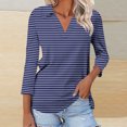 thumbnail image 1 of Blouses pour Femmes, T-shirt Assorti à Col en V à Manches 3/4, 1 of 5