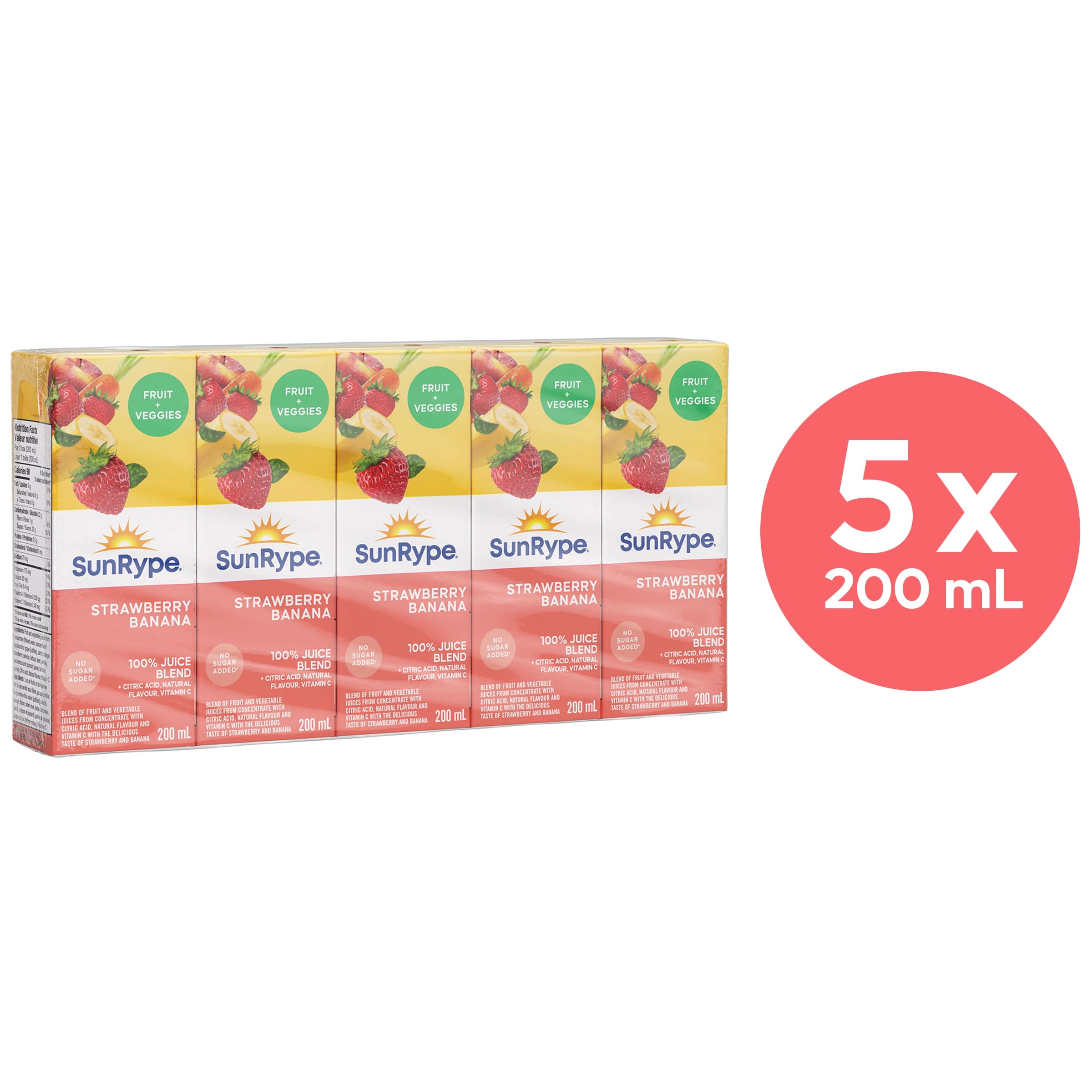 SunRype Strawberry Banana Juice Boxes 5X200ML