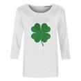 thumbnail image 4 of Meichang T-Shirt de la Saint-Patrick pour Femmes, Imprimé Trèfle Vert, Manches 3/4, Col Rond, Printemps, 4 of 5