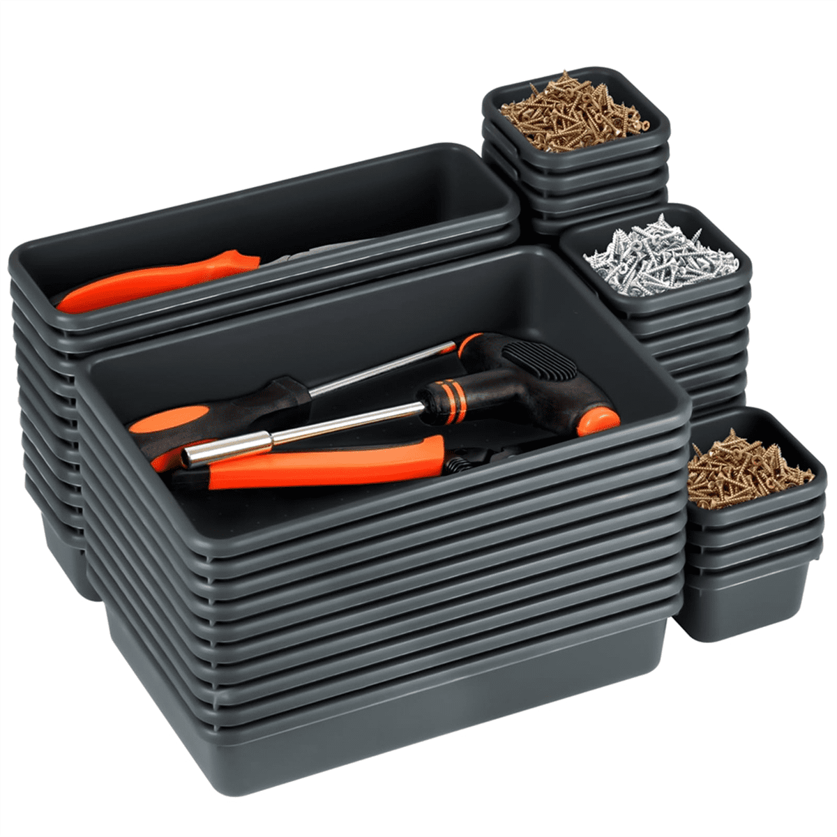 48Pcs Tool Box Organizer Hardware Tool Tray Garage Organization Set Tool Tray Dividers Chest Drawer Work Storage Box