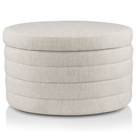 Bouclair Pouf Rond de Rangement en Tissu Couleur Avoine