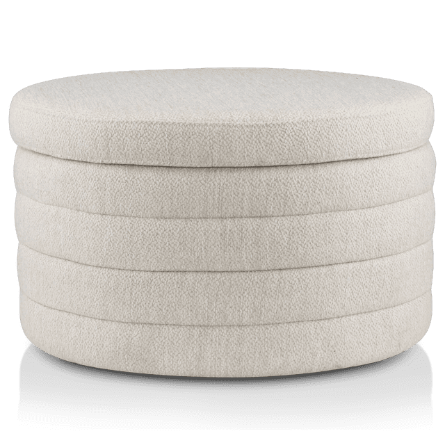 Bouclair Pouf Rond de Rangement en Tissu Couleur Avoine