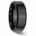 thumbnail image 4 of Ceramic Beveled Edge Black Faceted 8mm Polished Band Ring 9 Size, 4 of 6