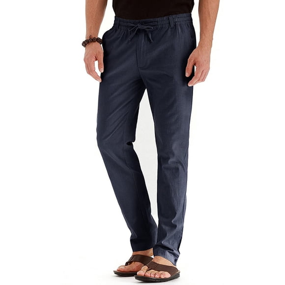 Dagugfen Mens Lounge Pant Summer Drawstring Loose Lightweight Beach Travel Leisure Trousers Solid Color