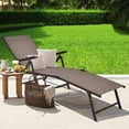 thumbnail image 3 of Gymax Chaise Longue d'Extérieur Réglable pour Patio et Plage, Fauteuil Inclinable Pliant, Brun, 3 of 8