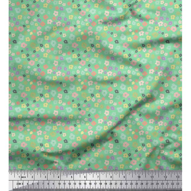Soimoi Poly Georgette Fabric Flower Artistic Print Fabric by the Yard 52 Inch Wide