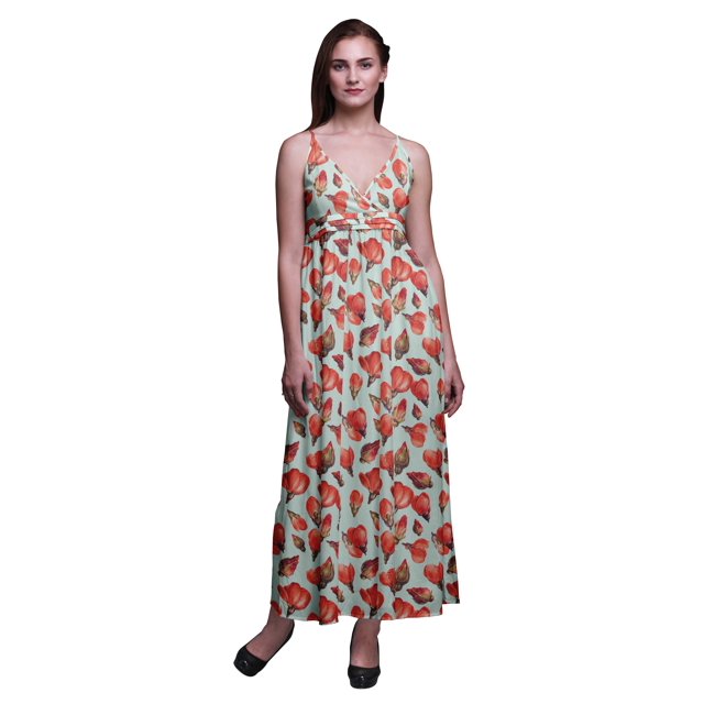 Bimba Robe Longue Maxi à Bretelles Spaghetti Ajustables à Imprimé Floral, Tenue de Plage d'Été - X-Grand