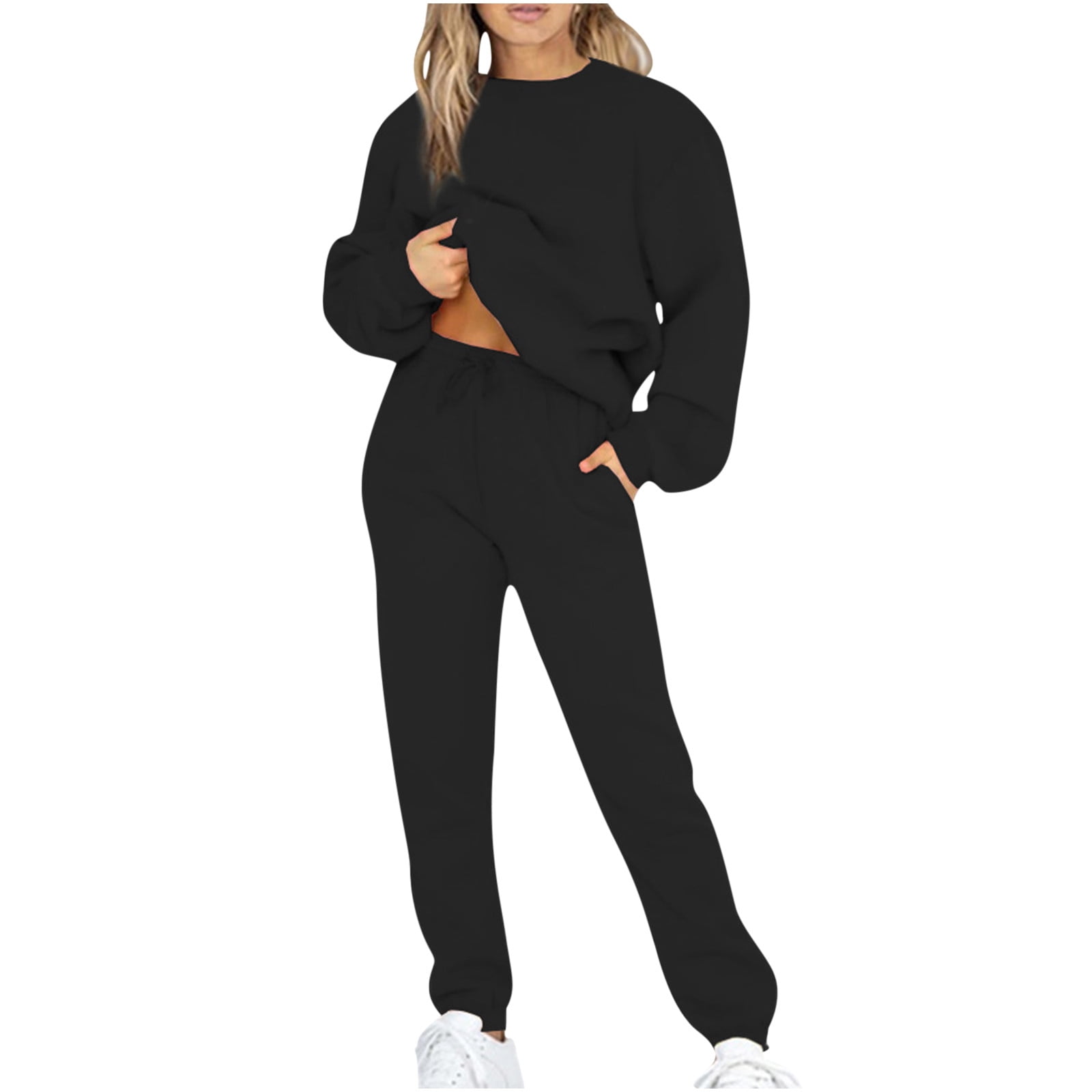 Cameland Jogging Suits For Womens 2 Piece Long Sleeve Sweat Suit Solid Color Winter Fleece Tracksuits