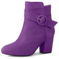 thumbnail image 1 of Unique Bargains Bottes à Talon Bloc à Bout Rond pour Femmes Bottillons Cheville Violet US 8, 1 of 7