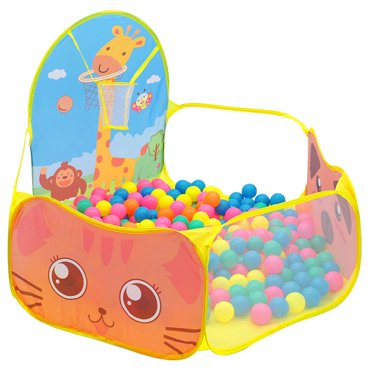 1 Tente de Jeu pour Enfants Maison Intérieure et Extérieure Pliable Dessin Animé Océan Balle Piscine