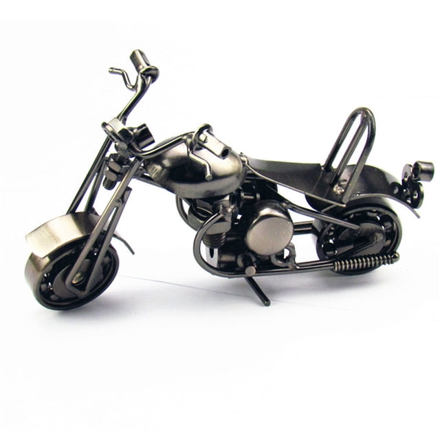 Motorcycle Model Iron Bronze Tone Metal Small Motorbike Model for Home Decor (Grey)