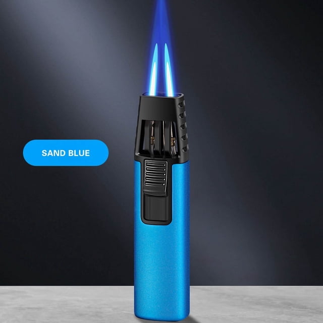 HLONK Windproof Blue Flame Butane Torch Lighter with Adjustable Flame Settings Refillable Alloy Body Ceramic Heat Insulation & Fire Lock 1300°C Max Temperature Compact 96x23x17mm Des