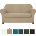 thumbnail image 1 of Subrtex Housse de Sofa en Jacquard Extensible à Rayures, 2 Pcs, 1 of 6