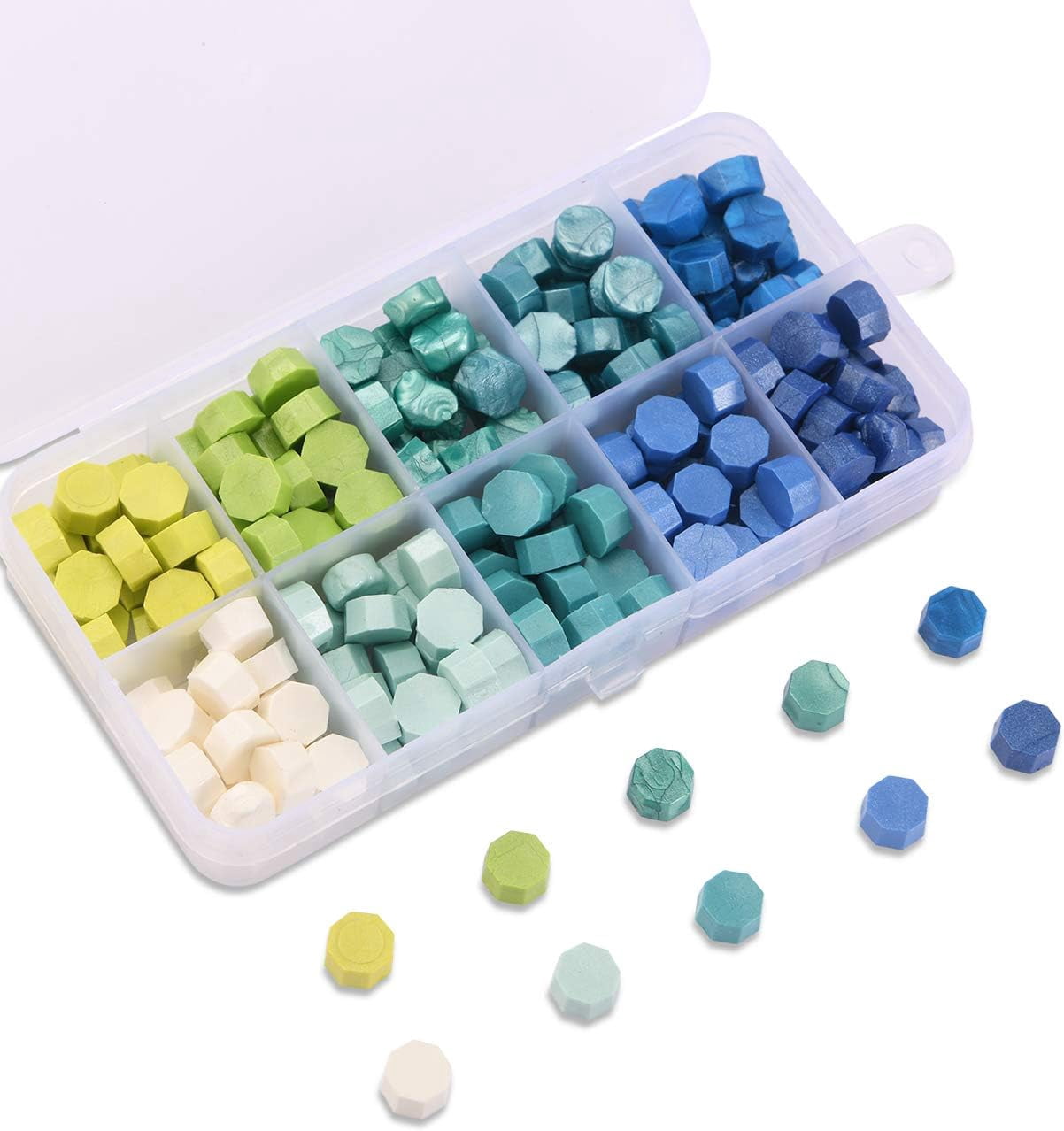 Ensemble de 24 Couleurs de Perles de Cire Octogonales pour Scellement, Tampon de Scellage de Cire