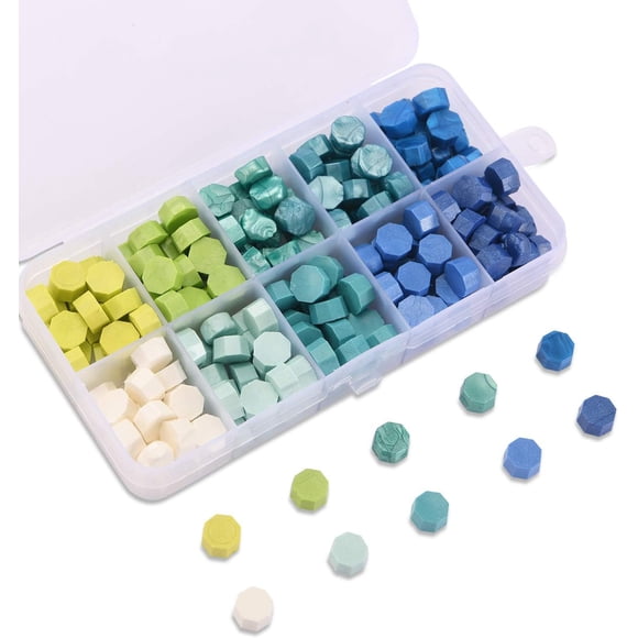 24 Colors Octagon Sealing Wax Beads - 600 Pieces Packed in Plastic Box