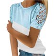 thumbnail image 1 of yoeyez T-Shirts pour Femmes en Dentelle à Manches Courtes Raglan Hauts Décontractés à Col Rond Chandail Mode T-Shirt Uni à Motif Floral Tenues d'Été 2025 Bleu 5TG, 1 of 5