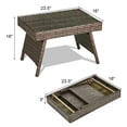 thumbnail image 3 of Costway Table d'Appoint Pliant en Rotin Brun Mélangé pour Café, Patio, Jardin, Mobilier d'Extérieur, 3 of 9