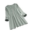 thumbnail image 1 of IROINID T-Shirts à Manches Longues pour Femmes, Couleur Unie, Col Rond, Vert, 1 of 8