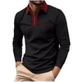 thumbnail image 2 of RXIRUCGD Hommes Couleur Unie Poche Manches Longues Col Rabattu Mode Chemise de Golf Ball Hauts, Vin, Taille : m, 2 of 6