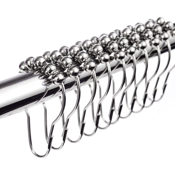 12 Piece Set Rustproof Stainless Steel Shower Curtain Rings Hooks for Bathroom Shower Rod
